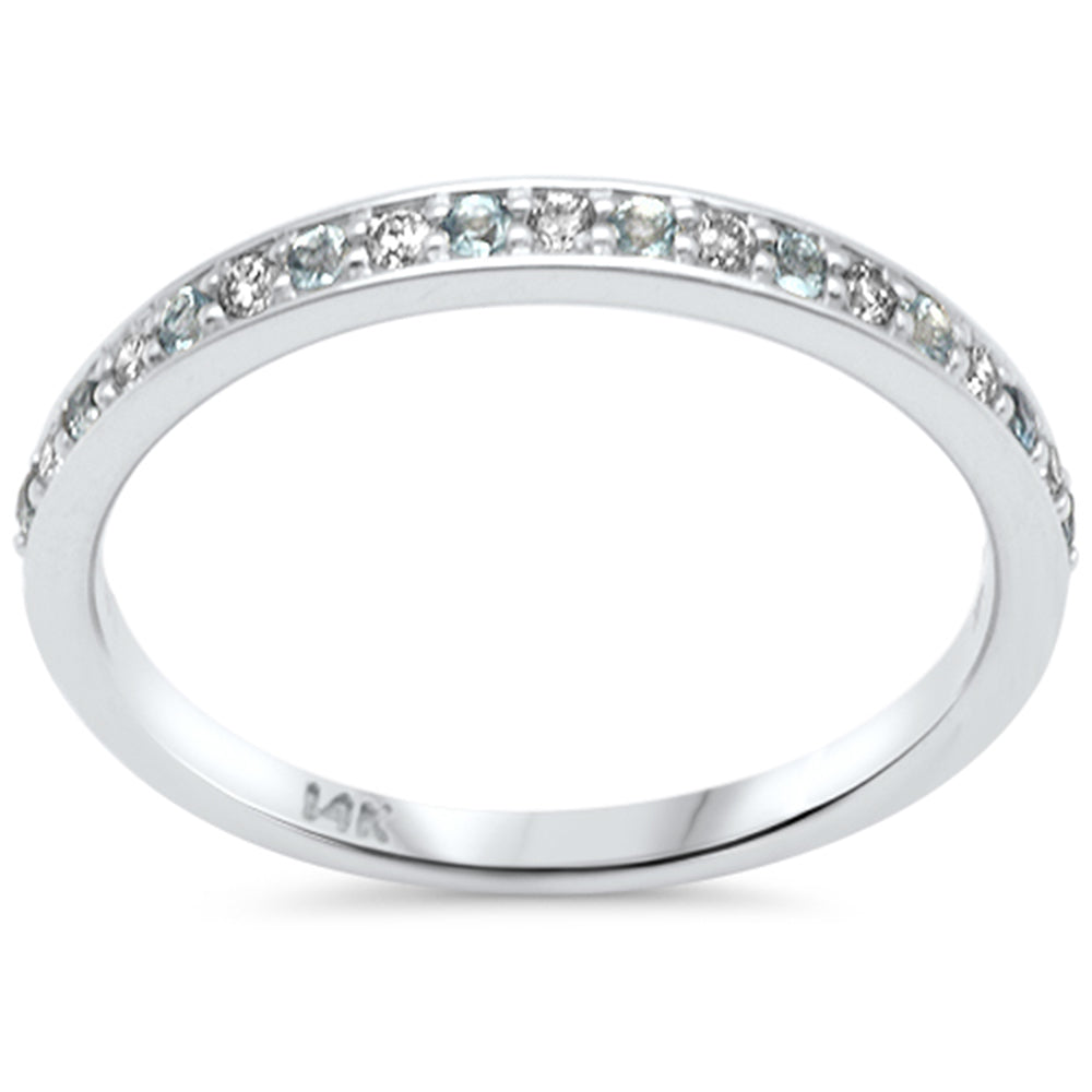 Anillo De Diamante Y Piedra Preciosa En Oro Blanco De 14K .21Ct