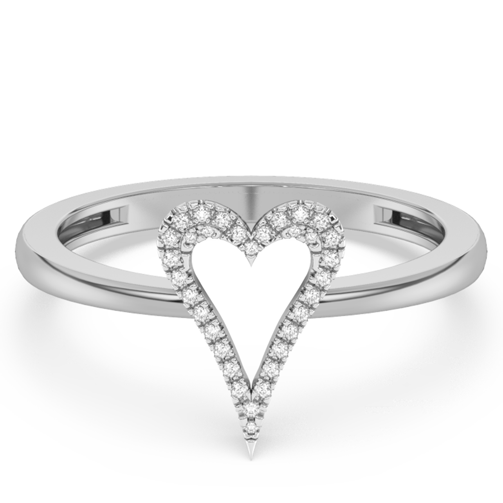 Anillo Corazón De Diamante En Oro Blanco De 14K .10Ct