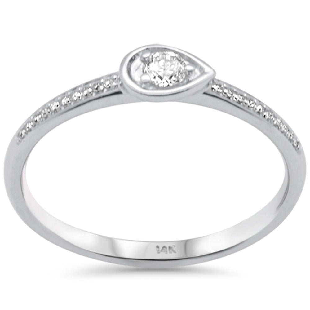 Anillo Pera De Diamante En Oro Blanco De 14K .13Ct