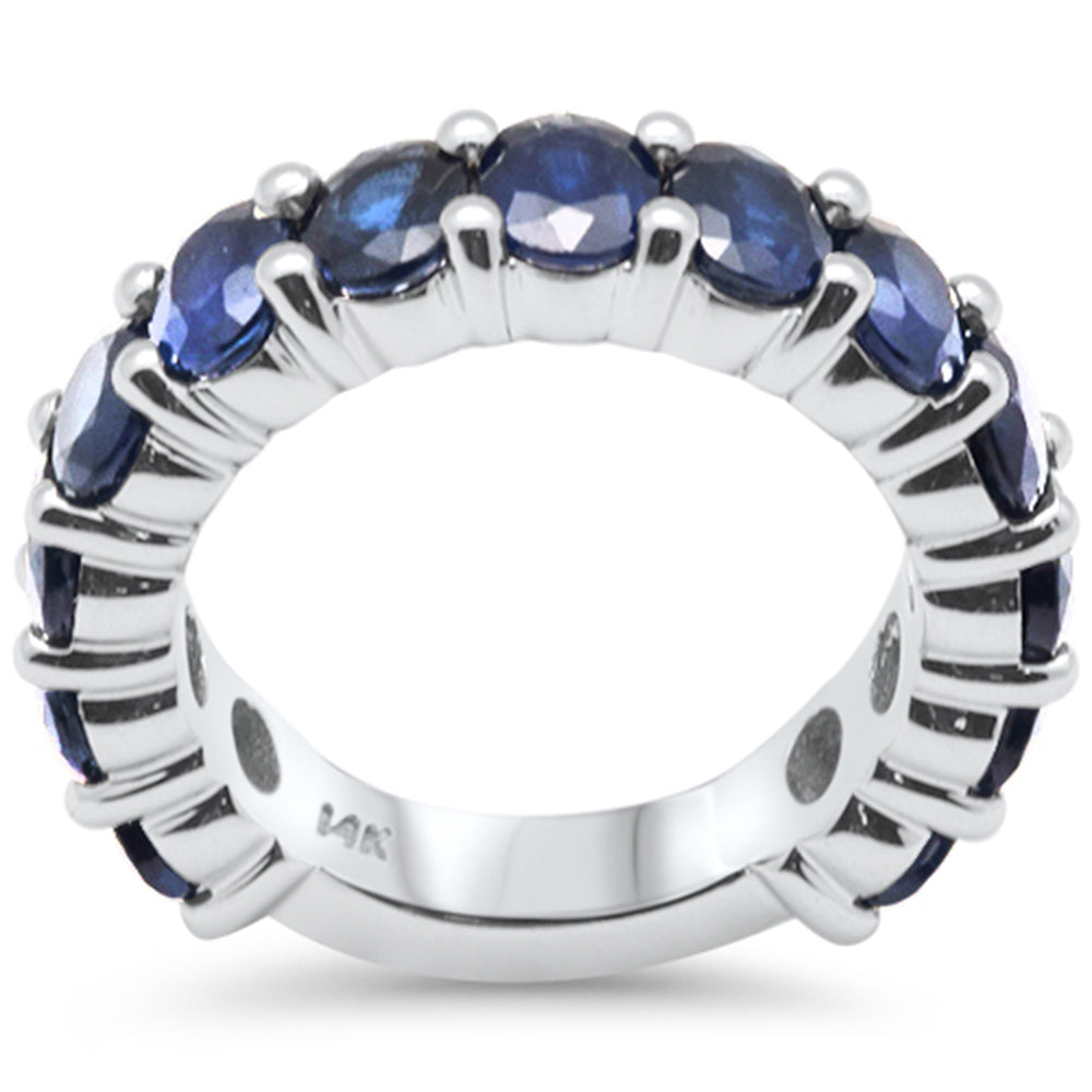 Anillo De Zafiro Azul Y Piedra Preciosa En Oro Blanco De 14K 5.57Ct