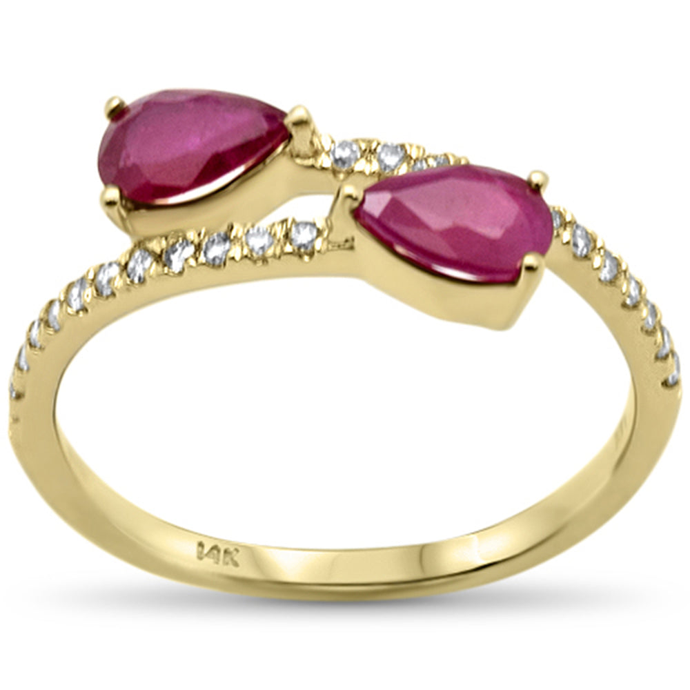 Diamond &amp; Ruby Ring in 14K Yellow Gold 1.02 CT