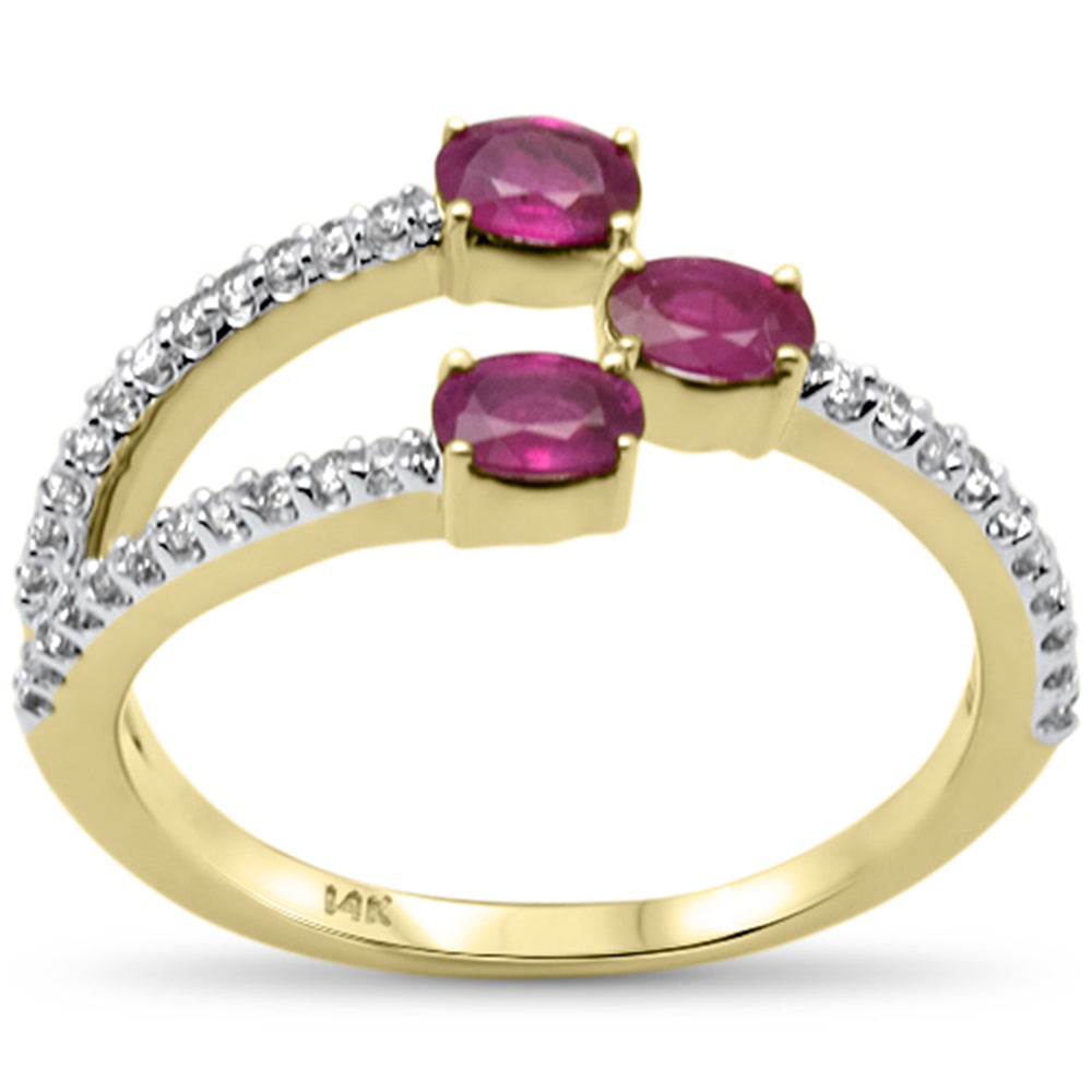 Diamond &amp; Ruby Ring in 14K Yellow Gold 0.71 CT