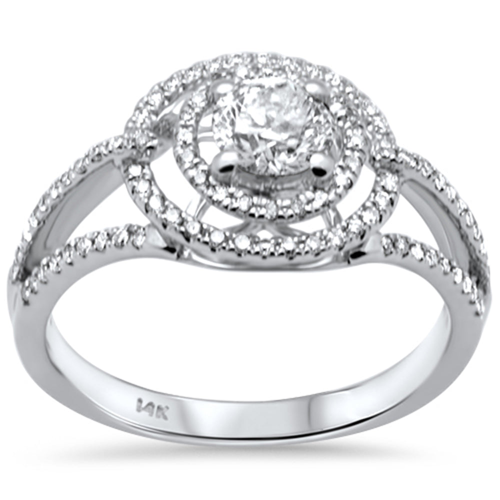 Anillo Halo De Diamante En Oro Blanco De 14K .80Ct
