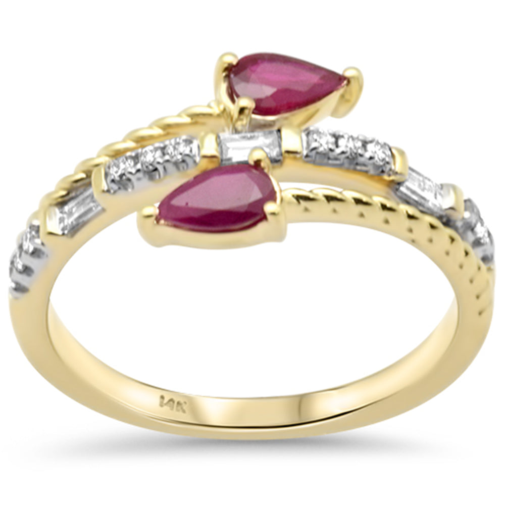 Diamond &amp; Ruby Ring in 14K Yellow Gold 0.75 CT