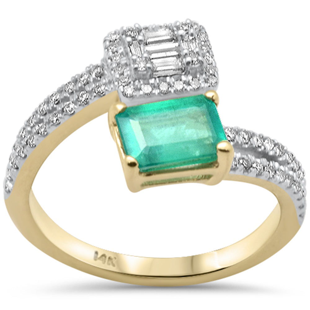Diamond &amp; Emerald Ring in 14K Yellow Gold 1.31 CT