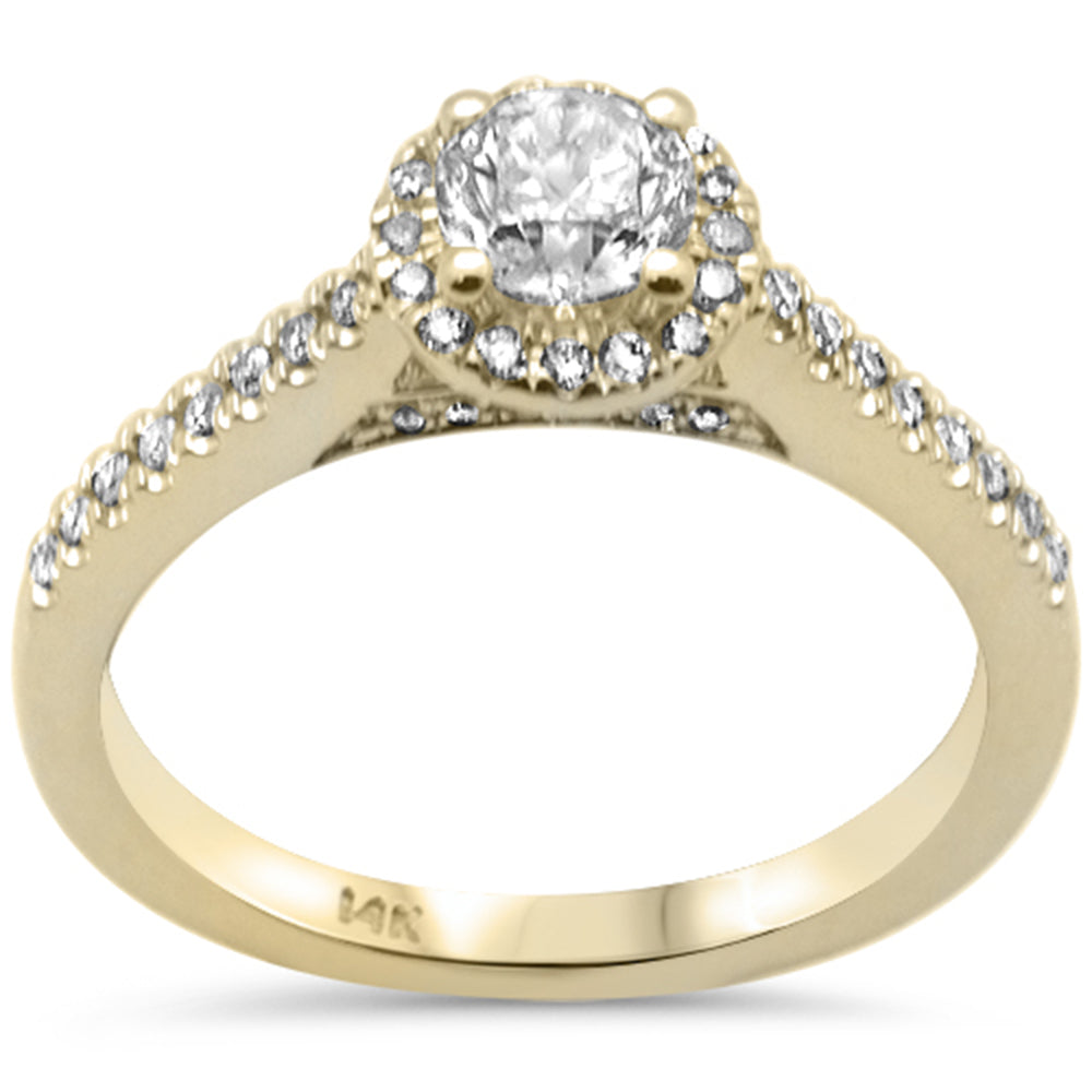 Anillo Solitaire Halo De Diamante En Oro Amarillo De 14K .69Ct