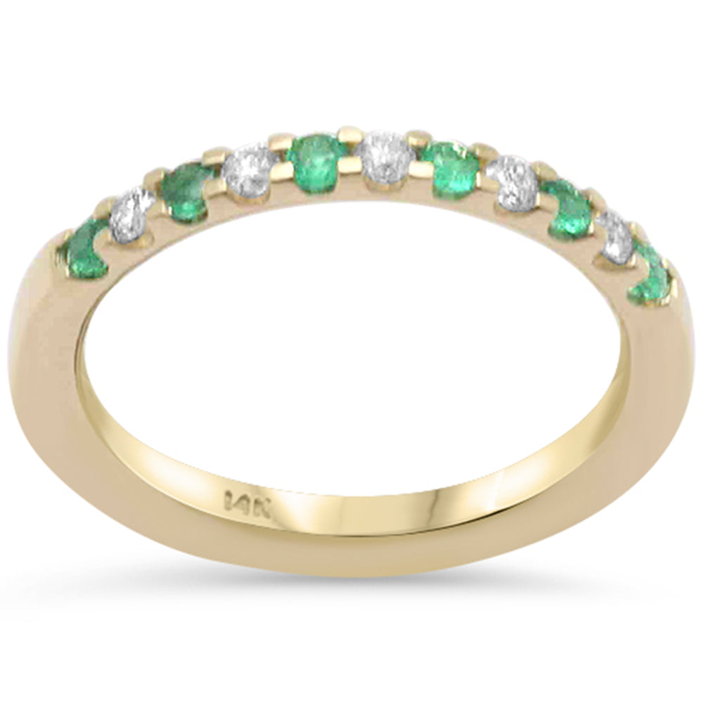 Anillo De Esmeralda Y Diamante En Oro Amarillo De 14K 0.30 Ct