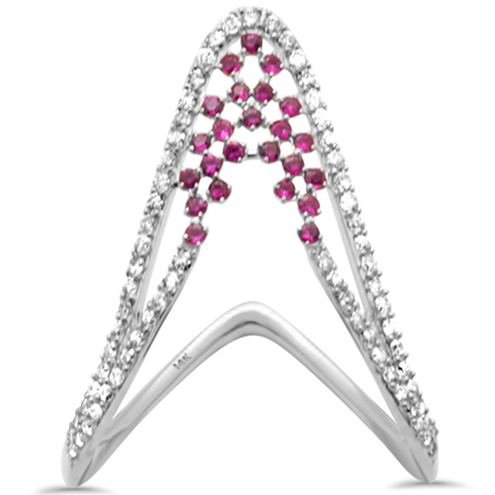 Anillo De Rubí Y Diamante En Oro Blanco De 14K .50Ct