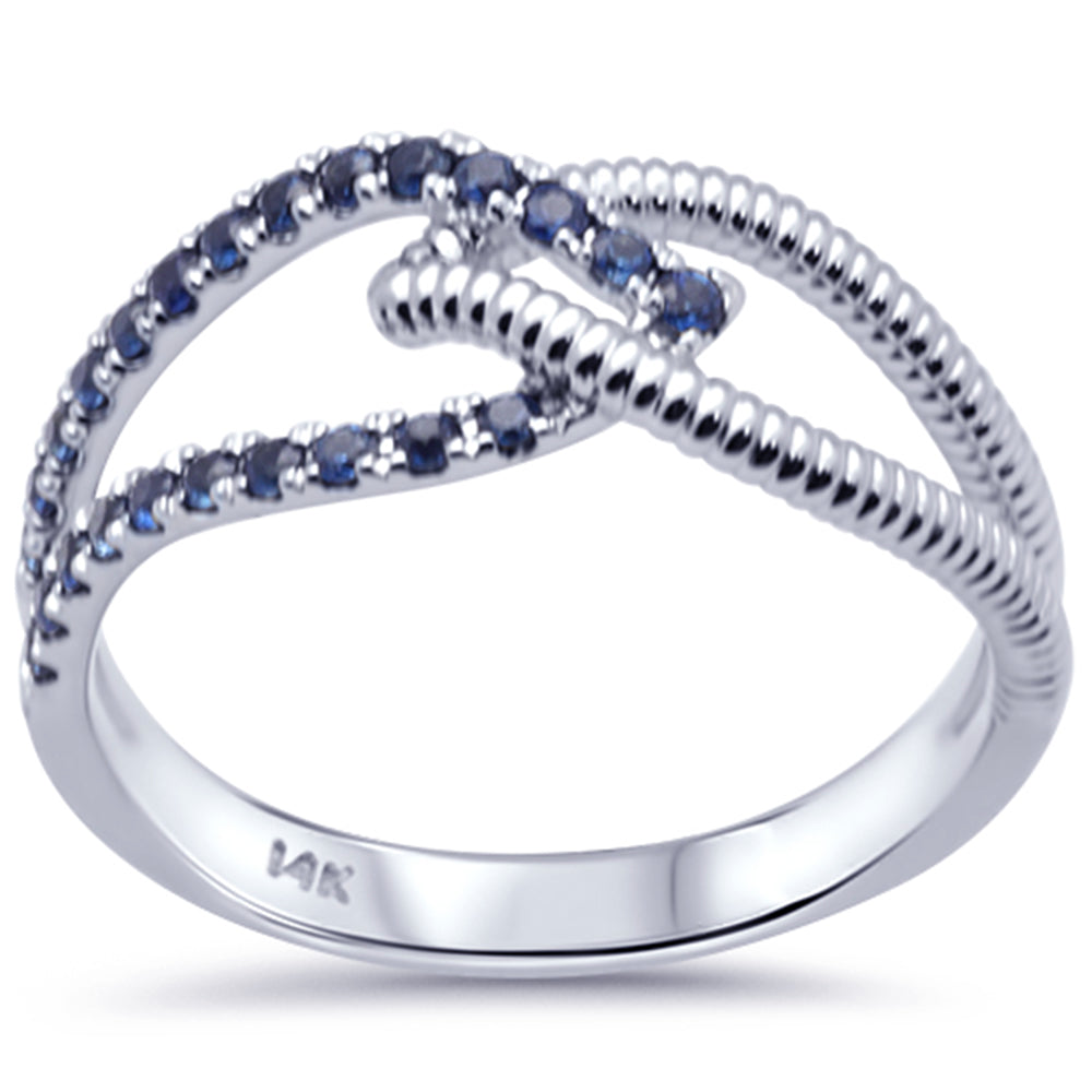 14K white gold ring with blue sapphire, 0.32CT.