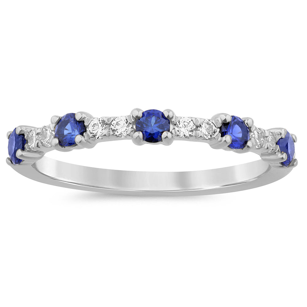 14K white gold ring with diamonds and blue sapphire, 0.62CT.