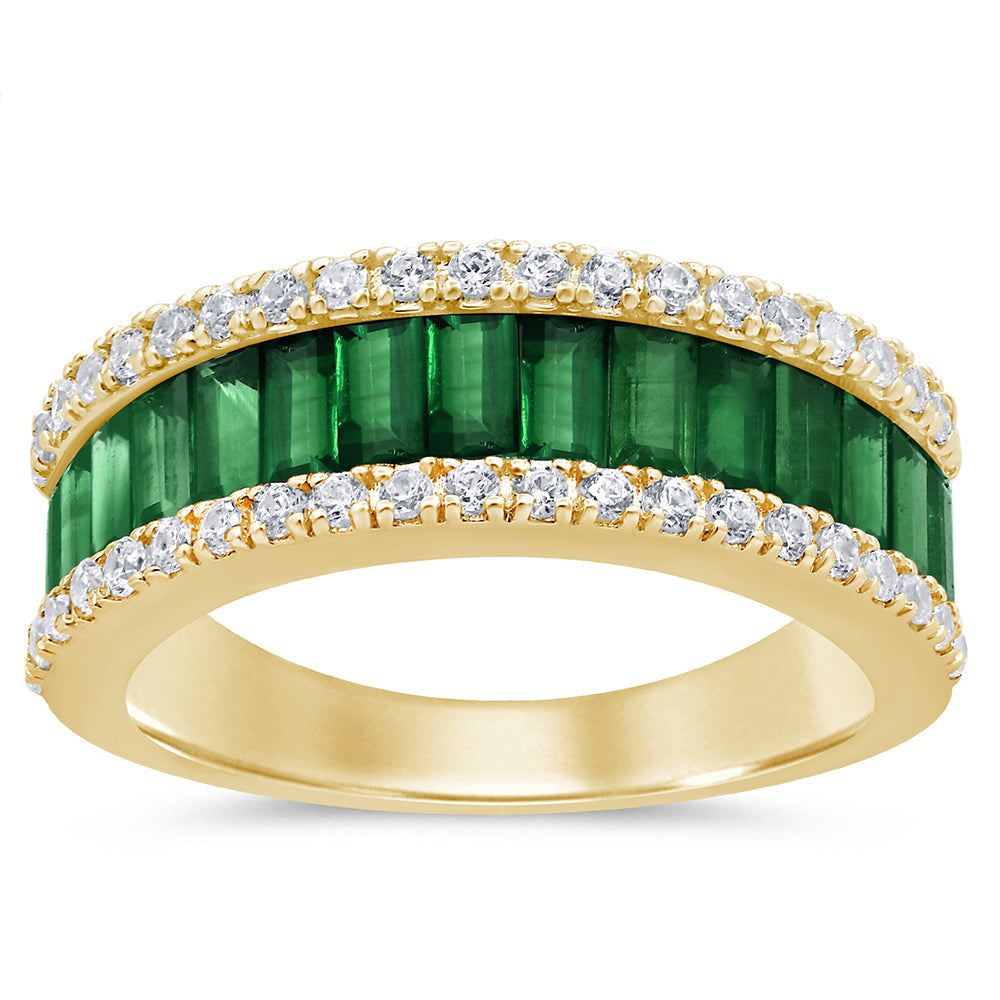 Anillo De Esmeralda Y Diamante En Oro Amarillo De 14K 1.88Ct