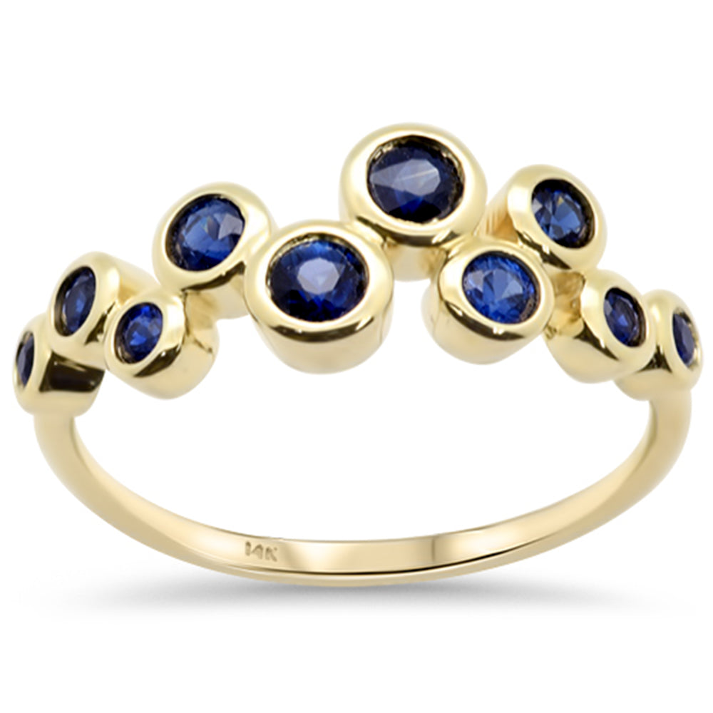 Anillo De Zafiro Azul Y Piedra Preciosa En Oro Amarillo De 14K .63Ct