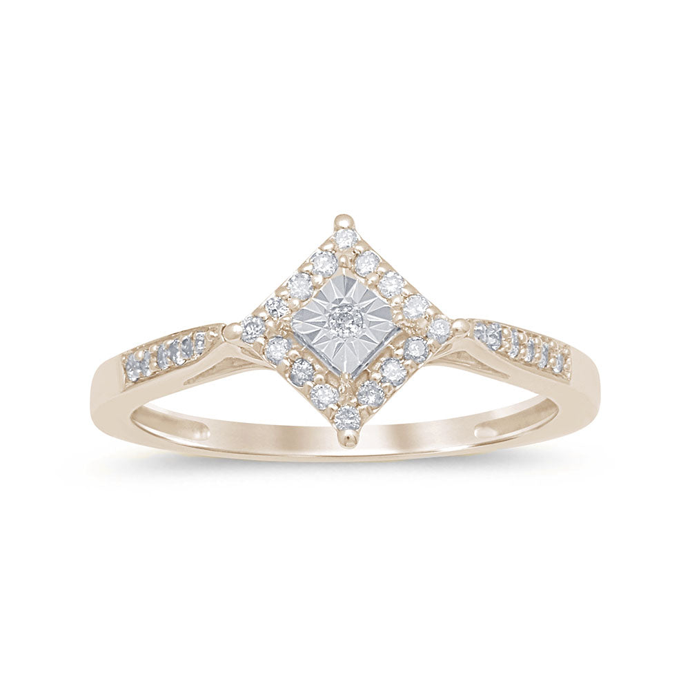 Anillo De Diamante En Oro Amarillo De 14K .16 Ct
