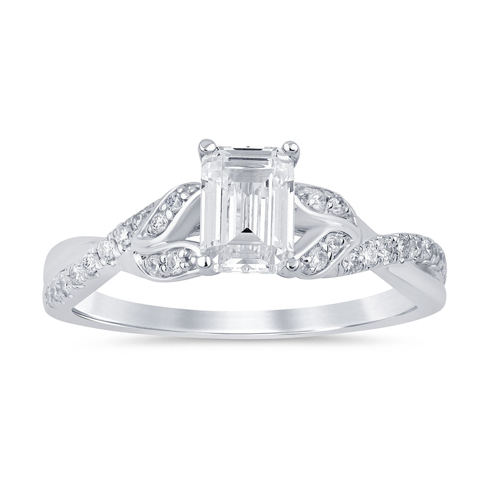 Anillo De Diamante En Oro Blanco De 14K .54Ct