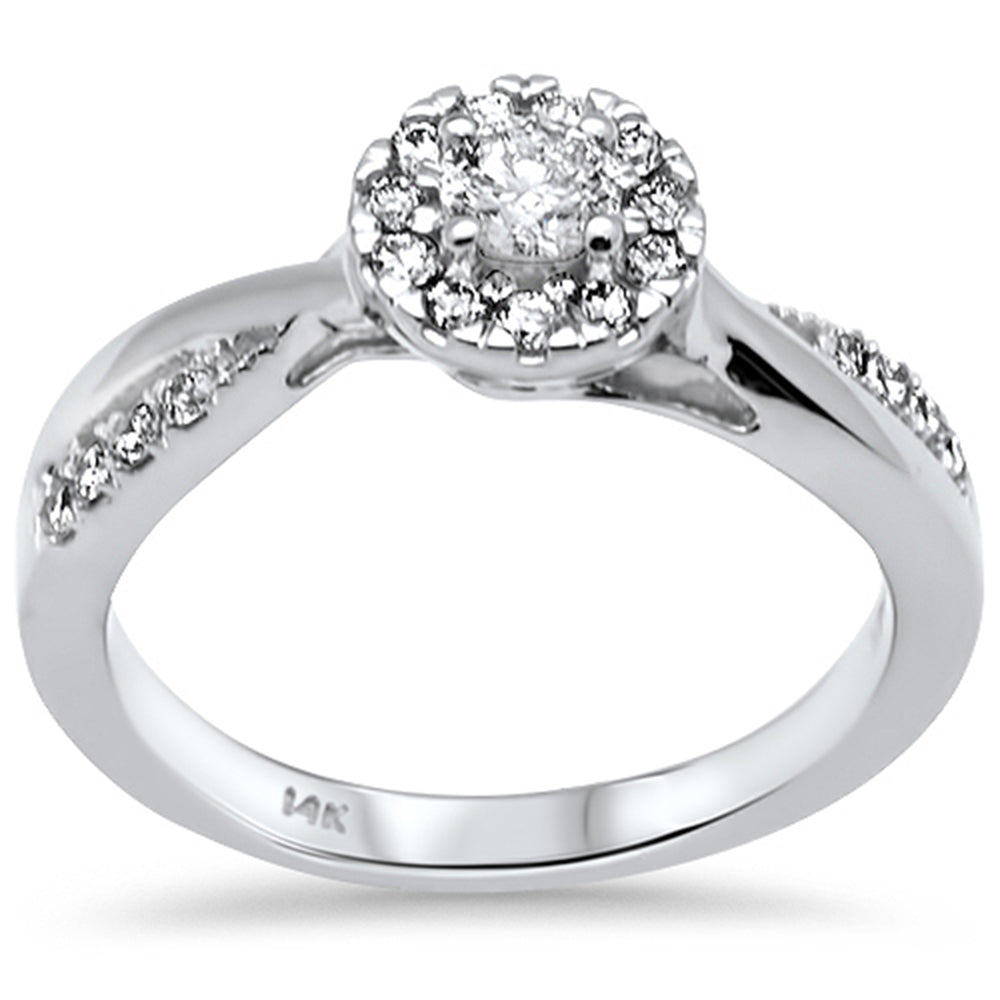 Anillo Halo De Diamante En Oro Blanco De 14K .47Ct