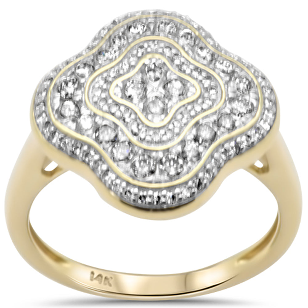 Anillo Clover De Diamante En Oro Amarillo De 14K .74Ct