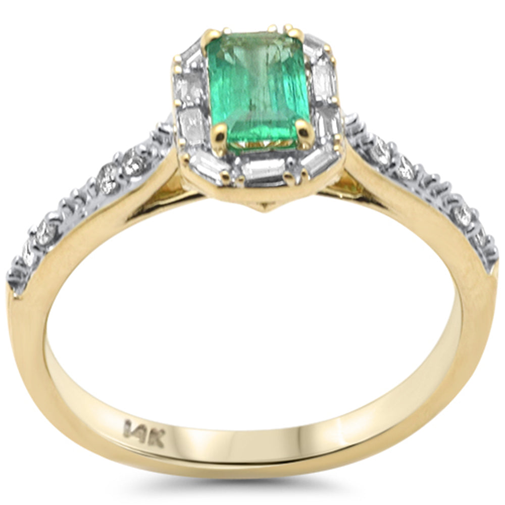 Anillo De Esmeralda Y Diamante En Oro Amarillo De 14K .59Ct