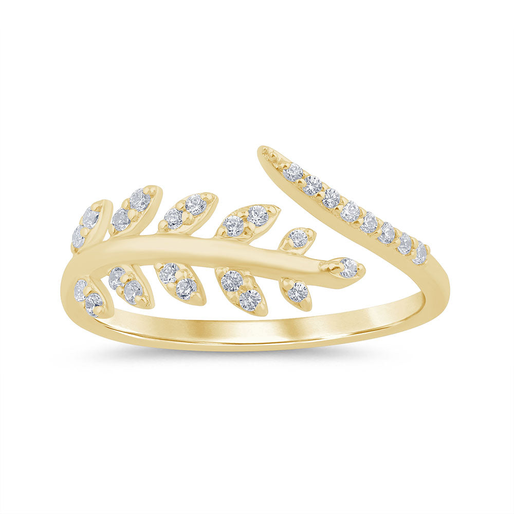 Anillo Hoja De Diamante En Oro Amarillo De 14K .16Ct