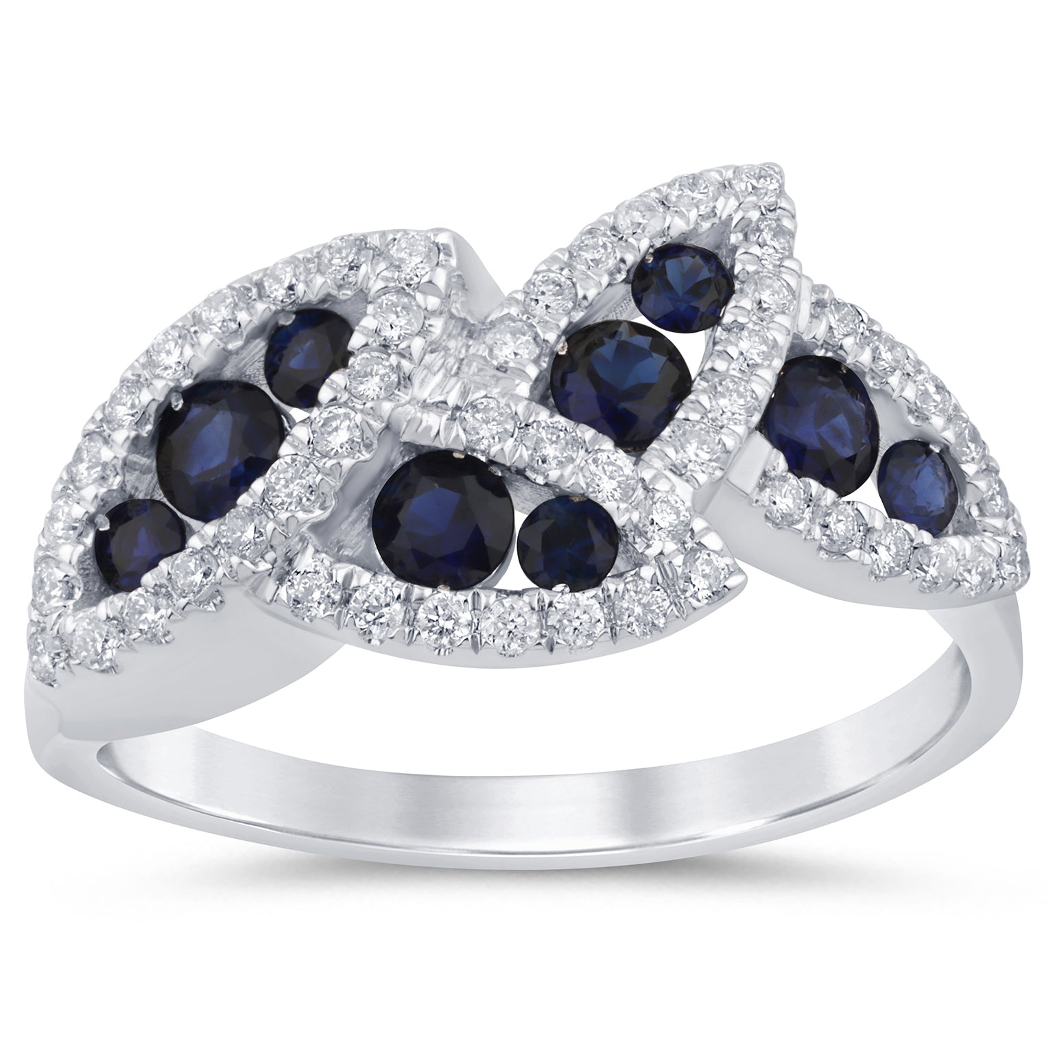 Anillo De Zafiro Azul Y Diamante En Oro Blanco De 14K .82Ct