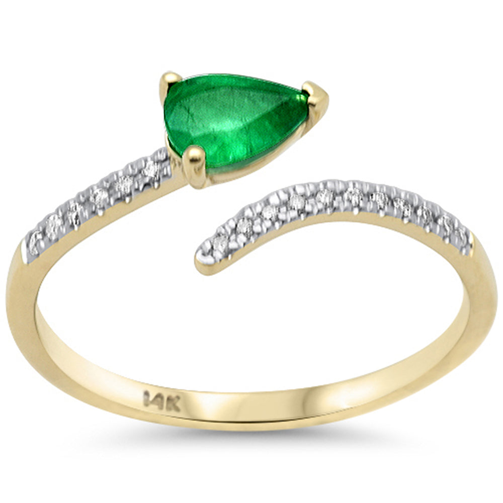Anillo Esmeralda & Diamante en Oro Amarillo en 14K 0.45 CT