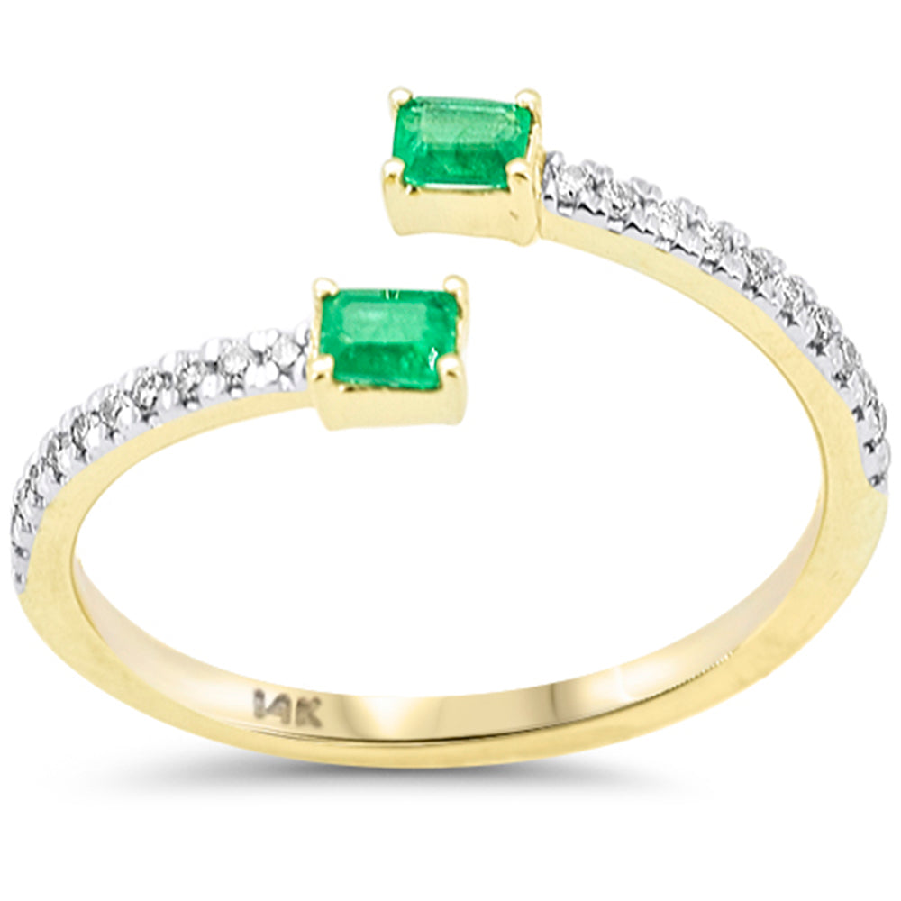 Anillo Diamante & Esmeralda en Oro Amarillo en 14K 0.33 CT
