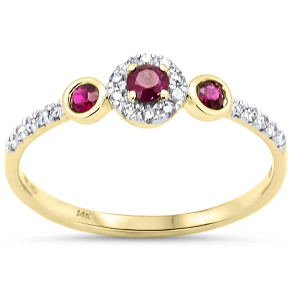 Anillo Diamante & Rubí en Oro Amarillo en 14K 0.34 CT