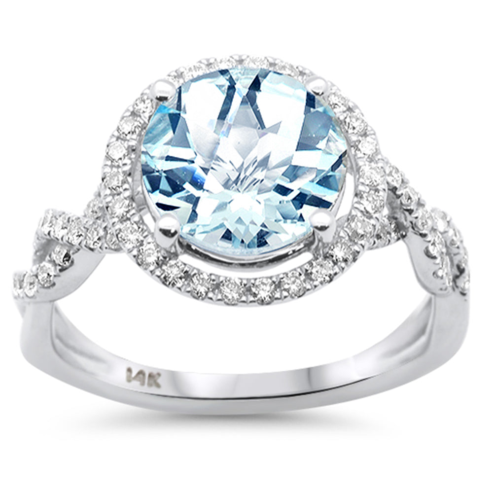 Anillo De Diamante Y Piedra Preciosa En Oro Blanco De 14K 2.54Ct