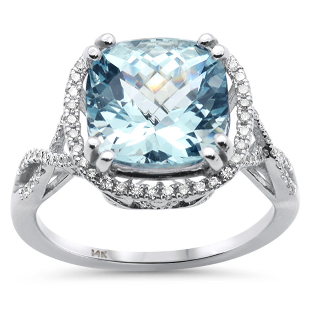 Anillo De Diamante Y Piedra Preciosa En Oro Blanco De 14K 3.99Ct