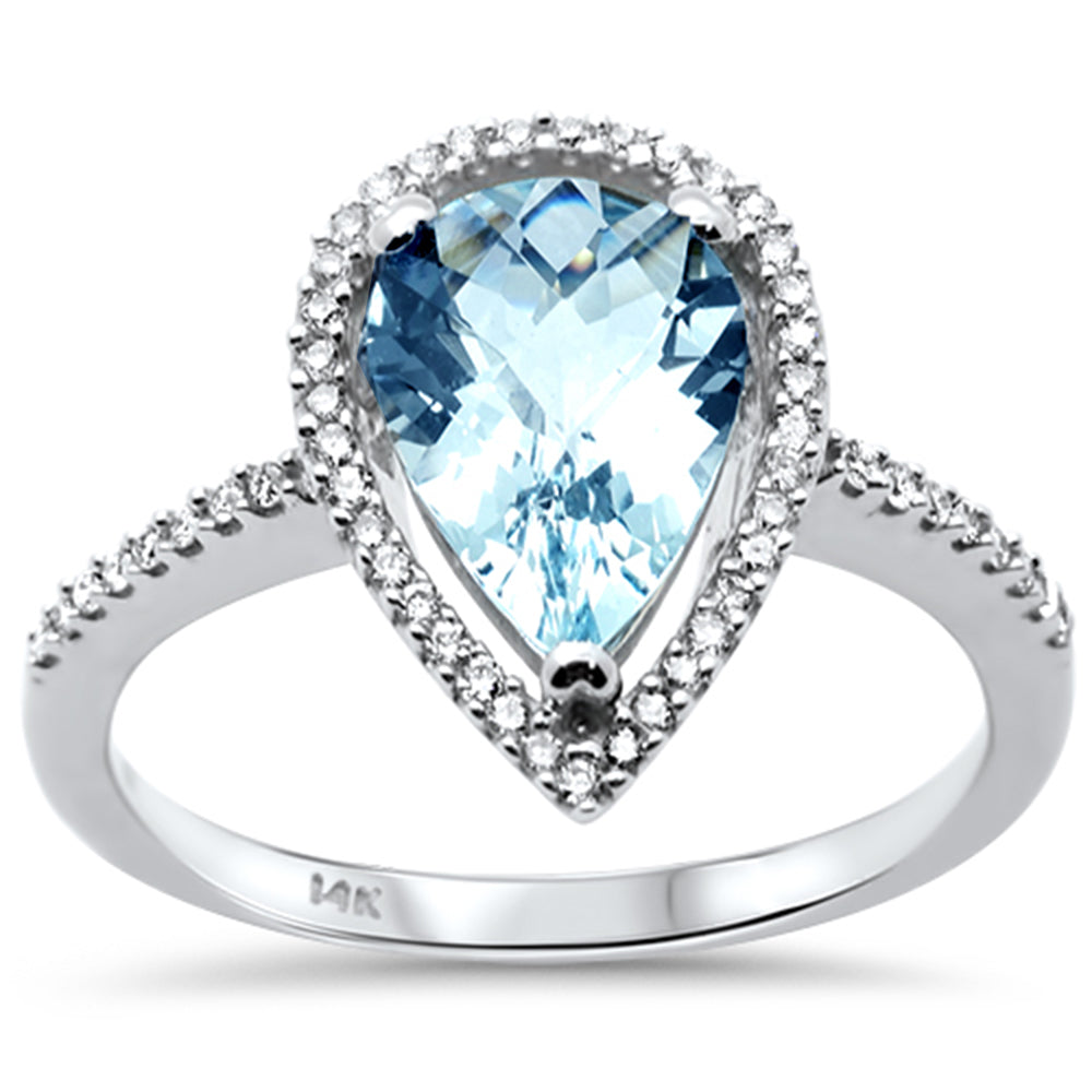 Anillo Pera De Diamante En Oro Blanco De 14K 1.55Ct