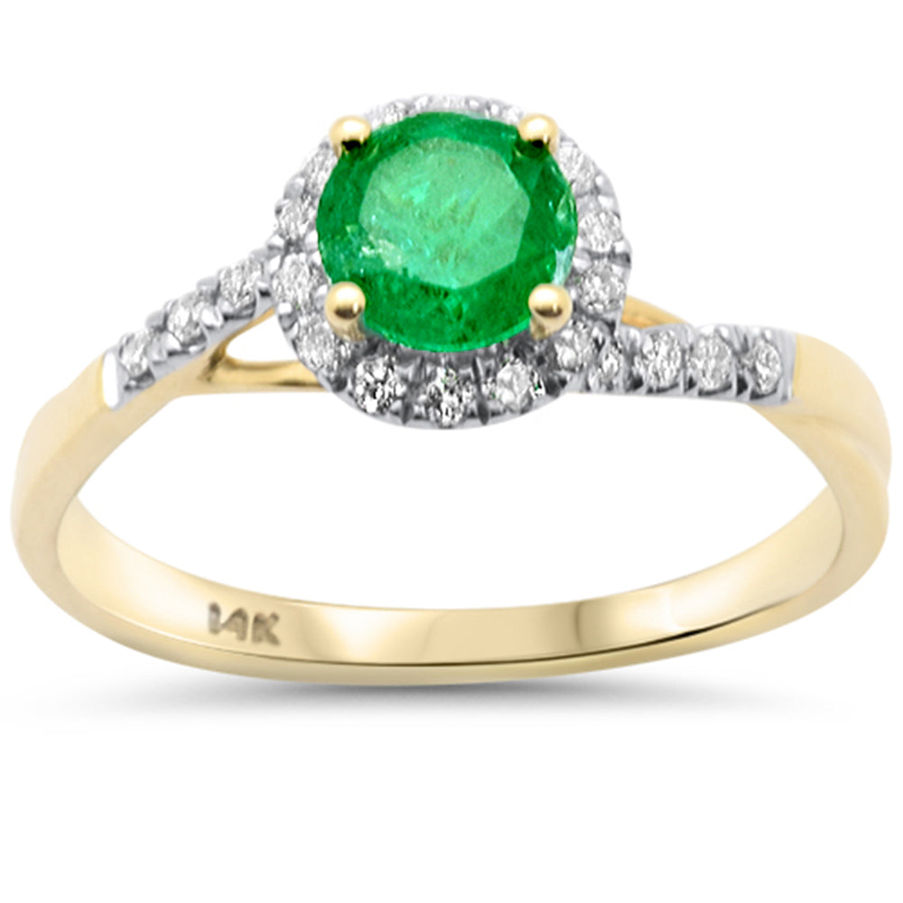 Anillo De Esmeralda Y Diamante Y Piedra Preciosa En Oro Amarillo De 14K .86Ct