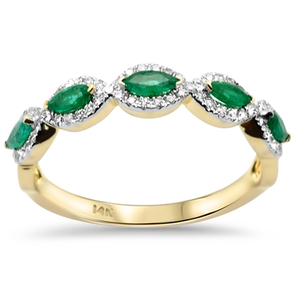 Anillo De Esmeralda Y Diamante Y Piedra Preciosa En Oro Amarillo De 14K .50Ct