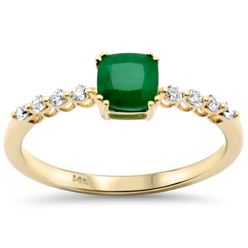 Anillo De Esmeralda Y Diamante Y Piedra Preciosa En Oro Amarillo De 14K .76Ct