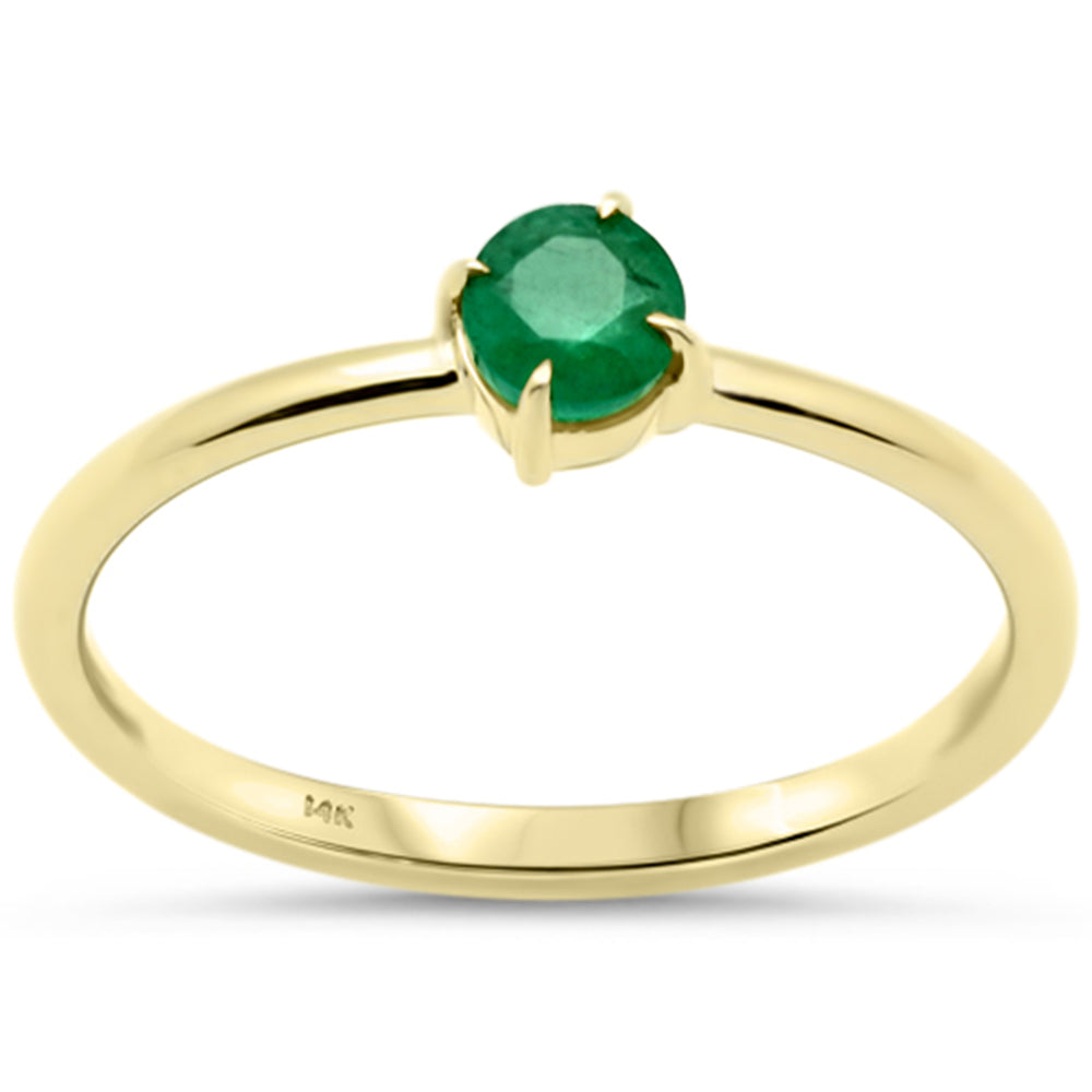 Anillo Solitaire De Esmeralda Y Piedra Preciosa En Oro Amarillo De 14K .26Ct