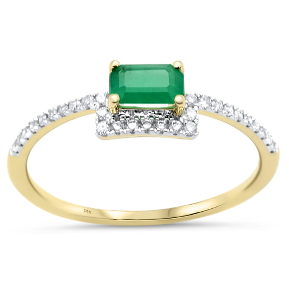 Anillo De Esmeralda Y Diamante Y Piedra Preciosa En Oro Amarillo De 14K .44Ct