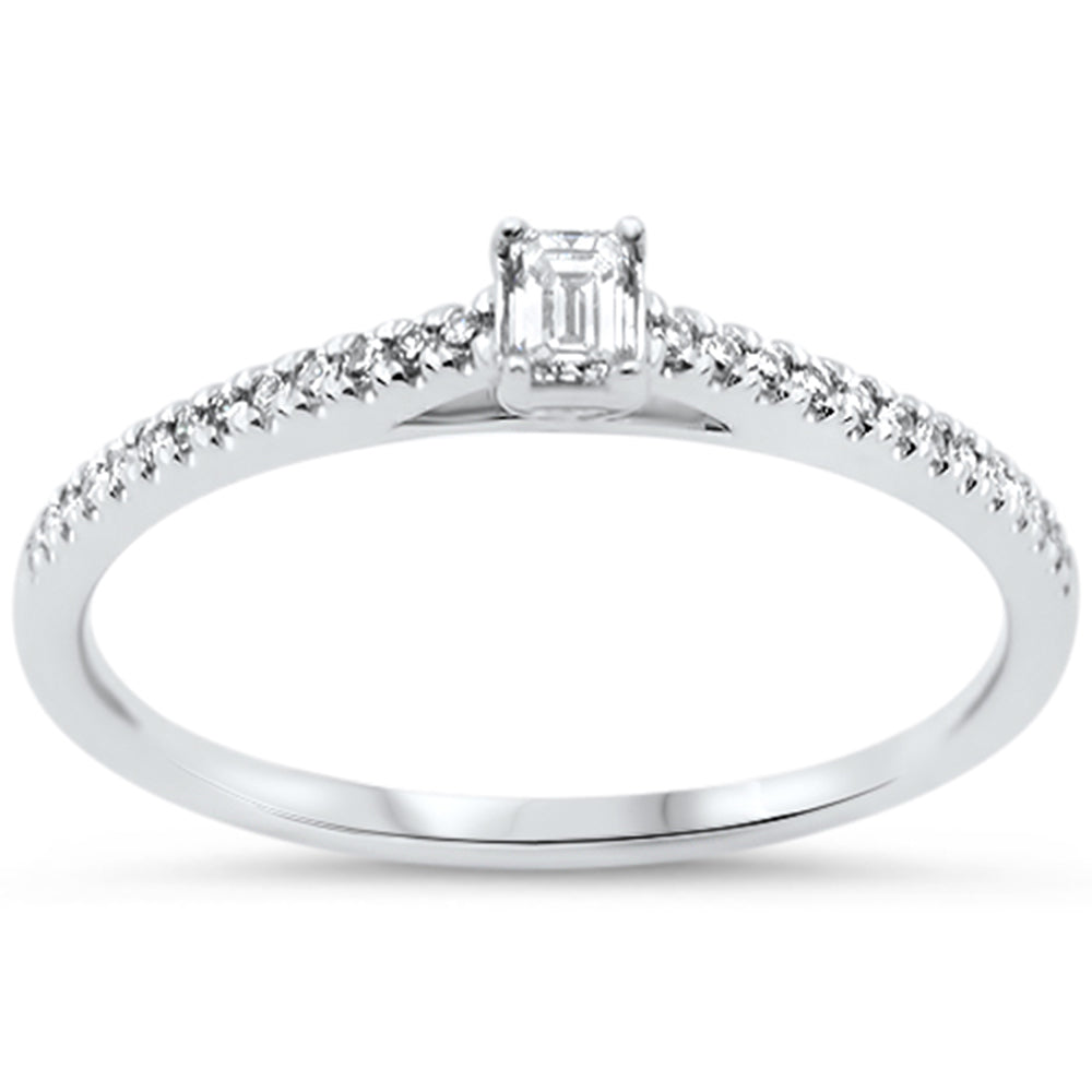 Anillo De Esmeralda Y Diamante En Oro Blanco De 14K .20Ct