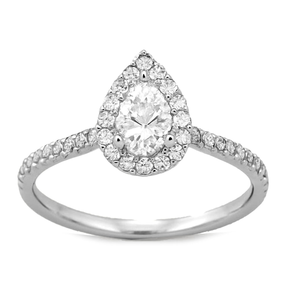 Anillo Pera De Diamante En Oro Blanco De 14K .25Ct