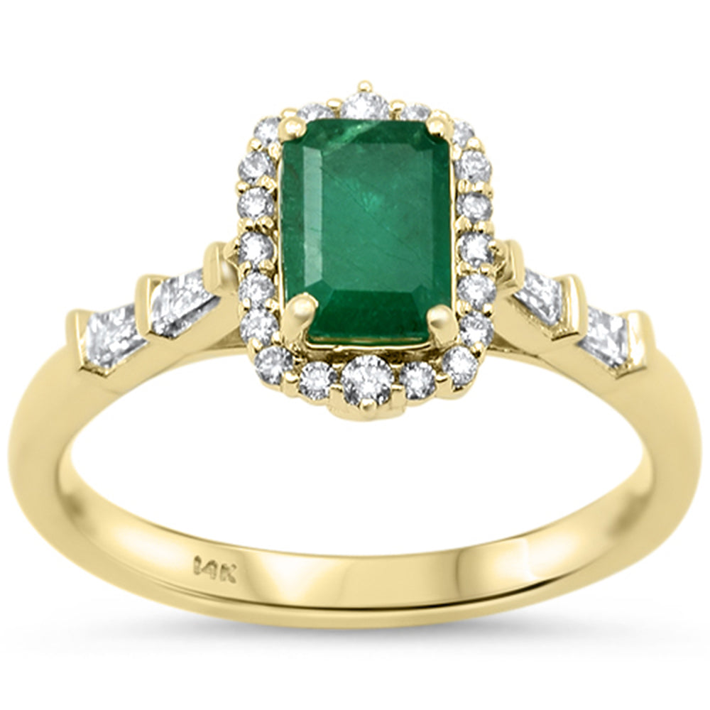 Anillo De Esmeralda Y Diamante Y Piedra Preciosa En Oro Amarillo De 14K .92Ct