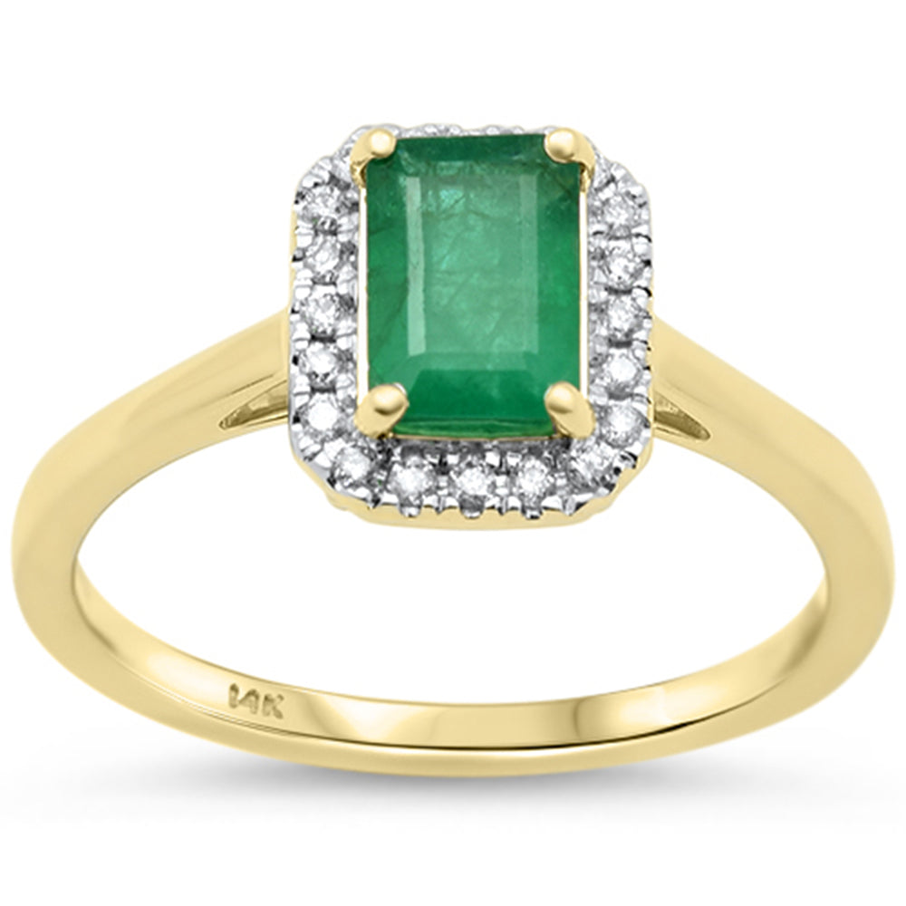 Anillo De Esmeralda Y Diamante Y Piedra Preciosa En Oro Amarillo De 14K .93Ct