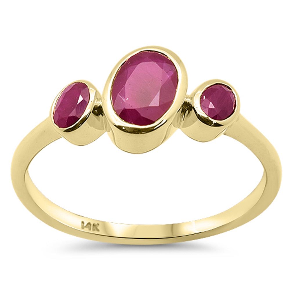 Anillo De Rubí Y Piedra Preciosa En Oro Amarillo De 14K 1.33Ct
