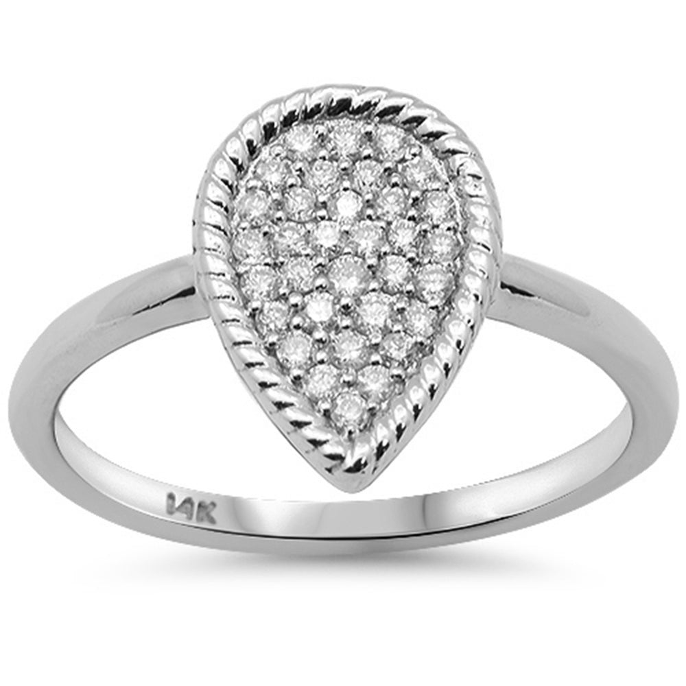 Anillo Pera De Diamante En Oro Blanco De 14K .22Ct
