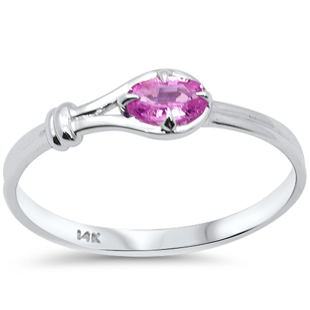 Anillo De Zafiro Rosa Y Piedra Preciosa En Oro Blanco De 14K .29Ct