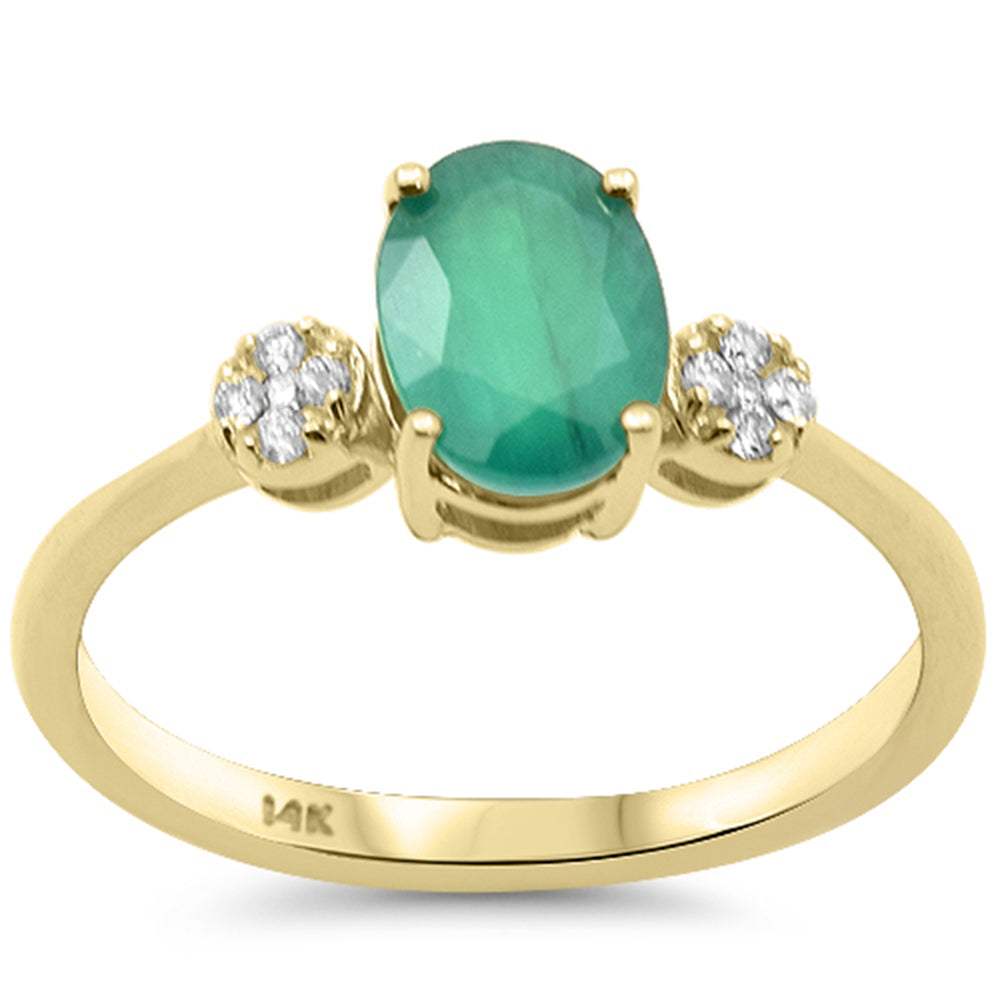 Anillo De Esmeralda Y Diamante Y Piedra Preciosa En Oro Amarillo De 14K 1.30Ct