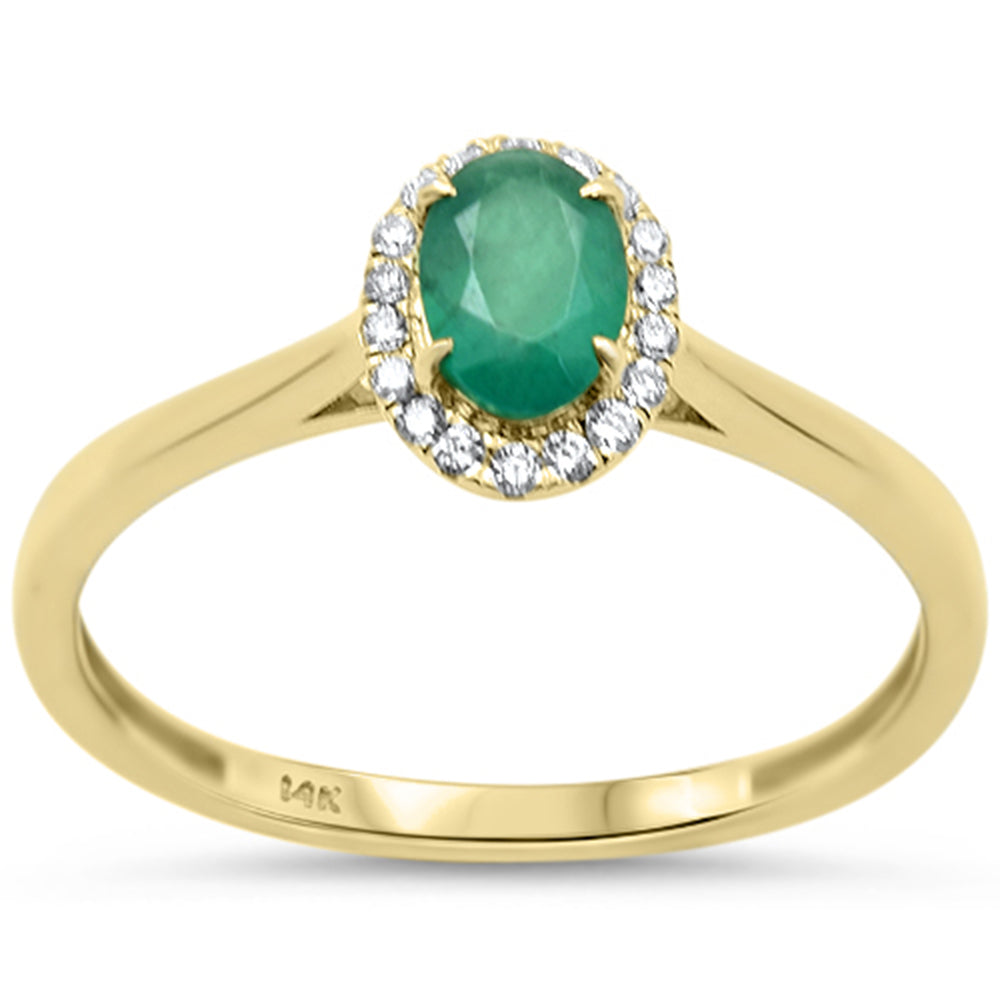Anillo De Esmeralda Y Diamante Y Piedra Preciosa En Oro Amarillo De 14K .61Ct