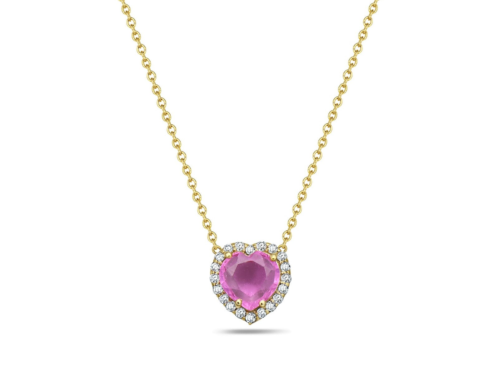Collar En Oro Amarillo De 14K Con Diamante Y Zafiro Rosa 1.03 Ct