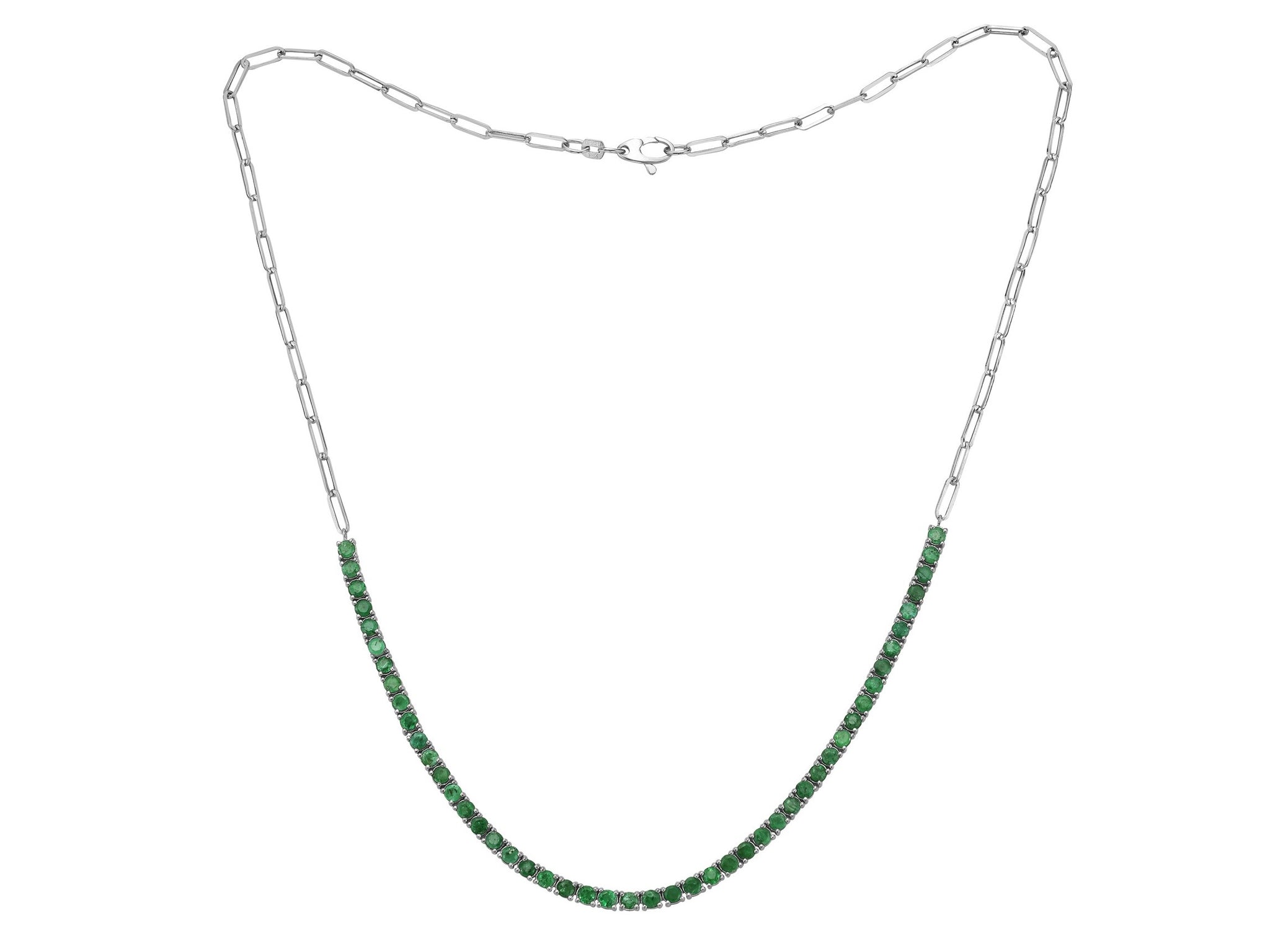 Collar En Oro Blanco De 14K Con Esmeralda 3.5 Ct