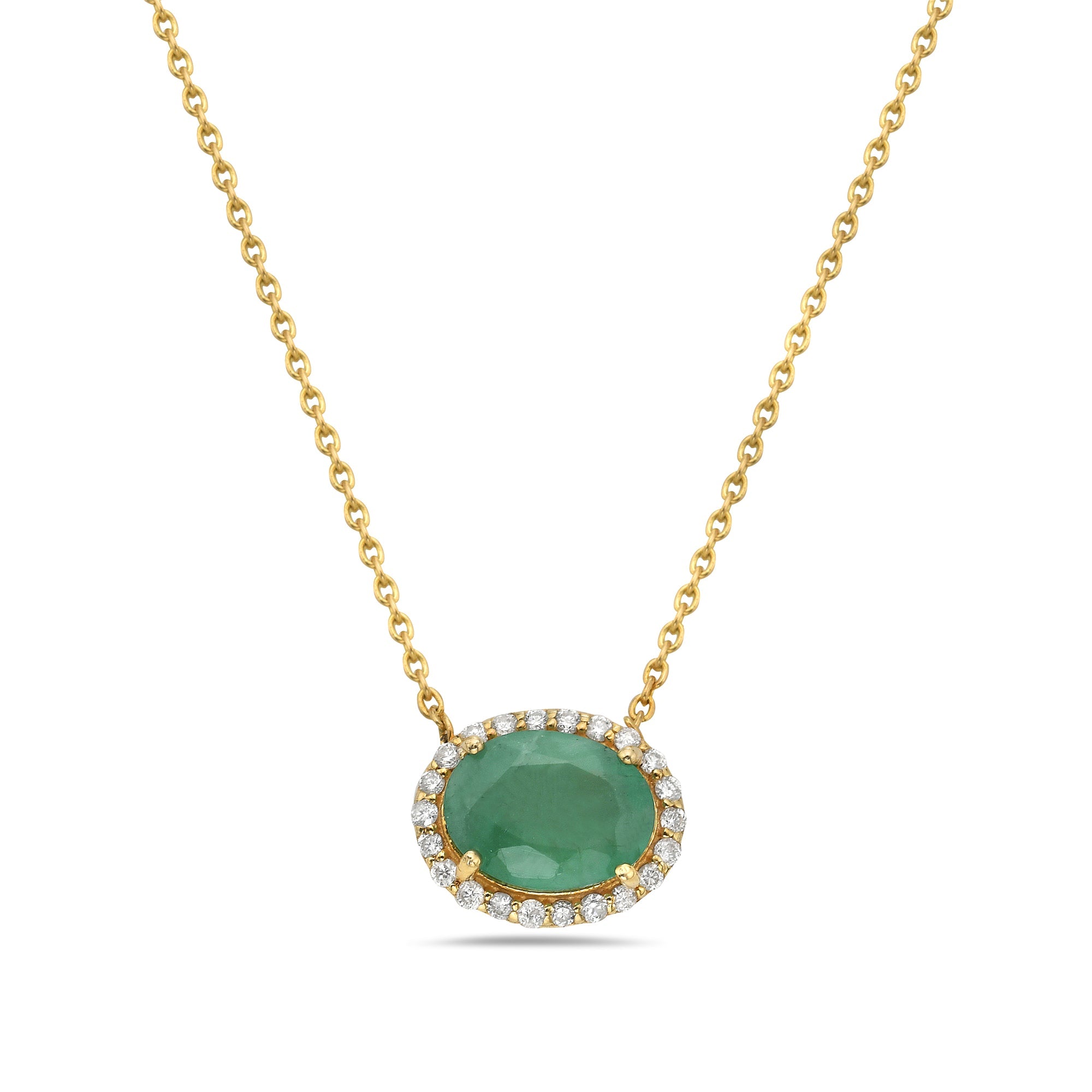 Collar En Oro Amarillo De 14K Con Diamante Y Esmeralda 2.64 Ct