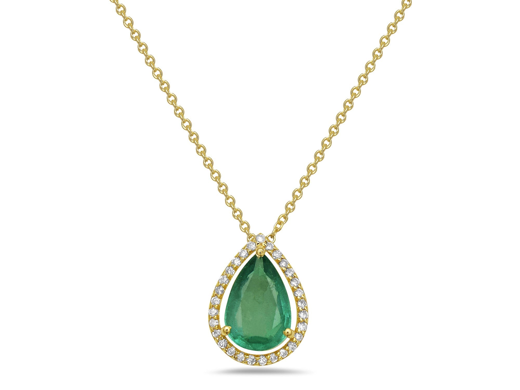 Collar En Oro Amarillo De 14K Con Diamante Y Esmeralda 1.15 Ct