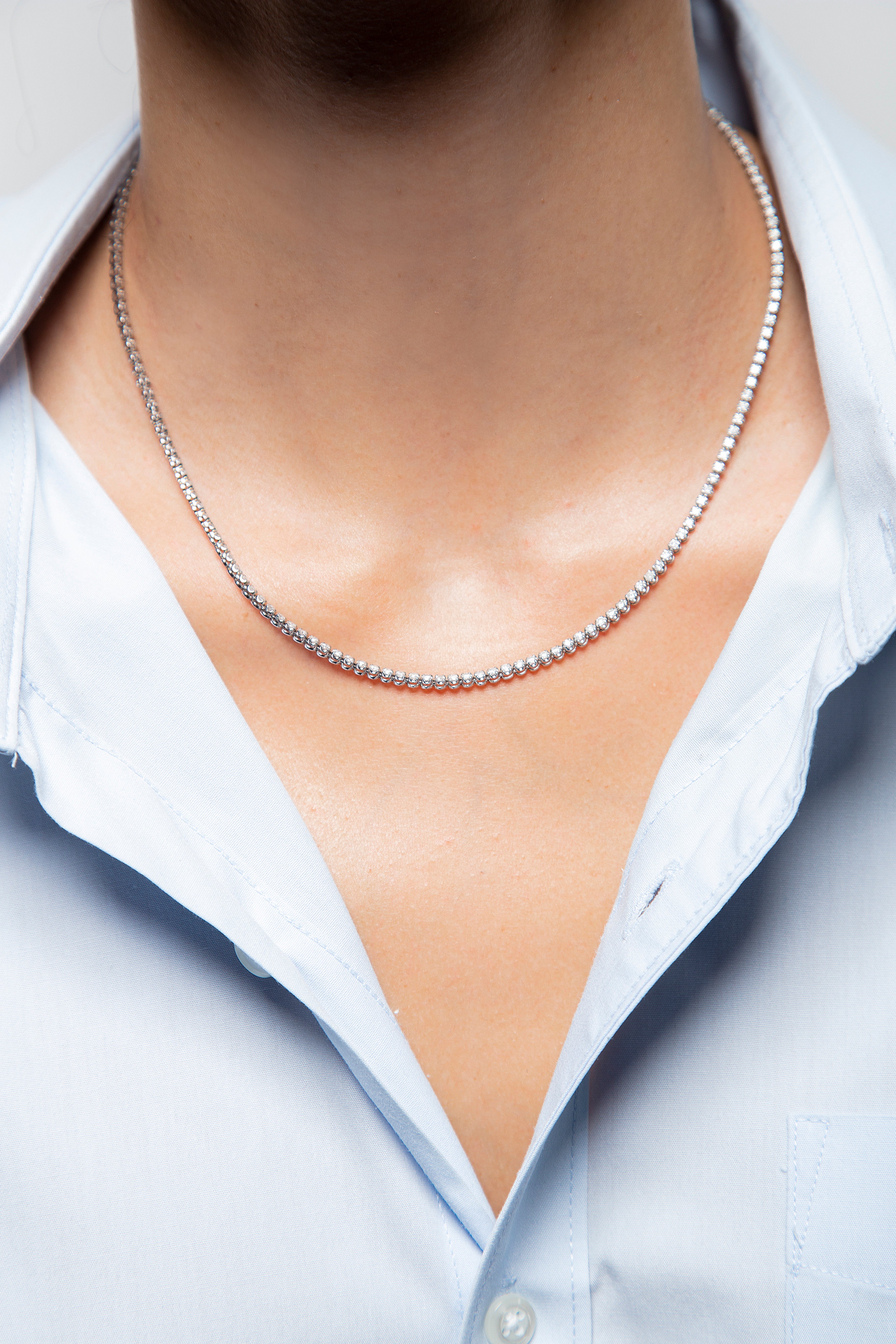 Collar Tennis Buttercup Diamante Oro Blanco 14K 3.25 ct.