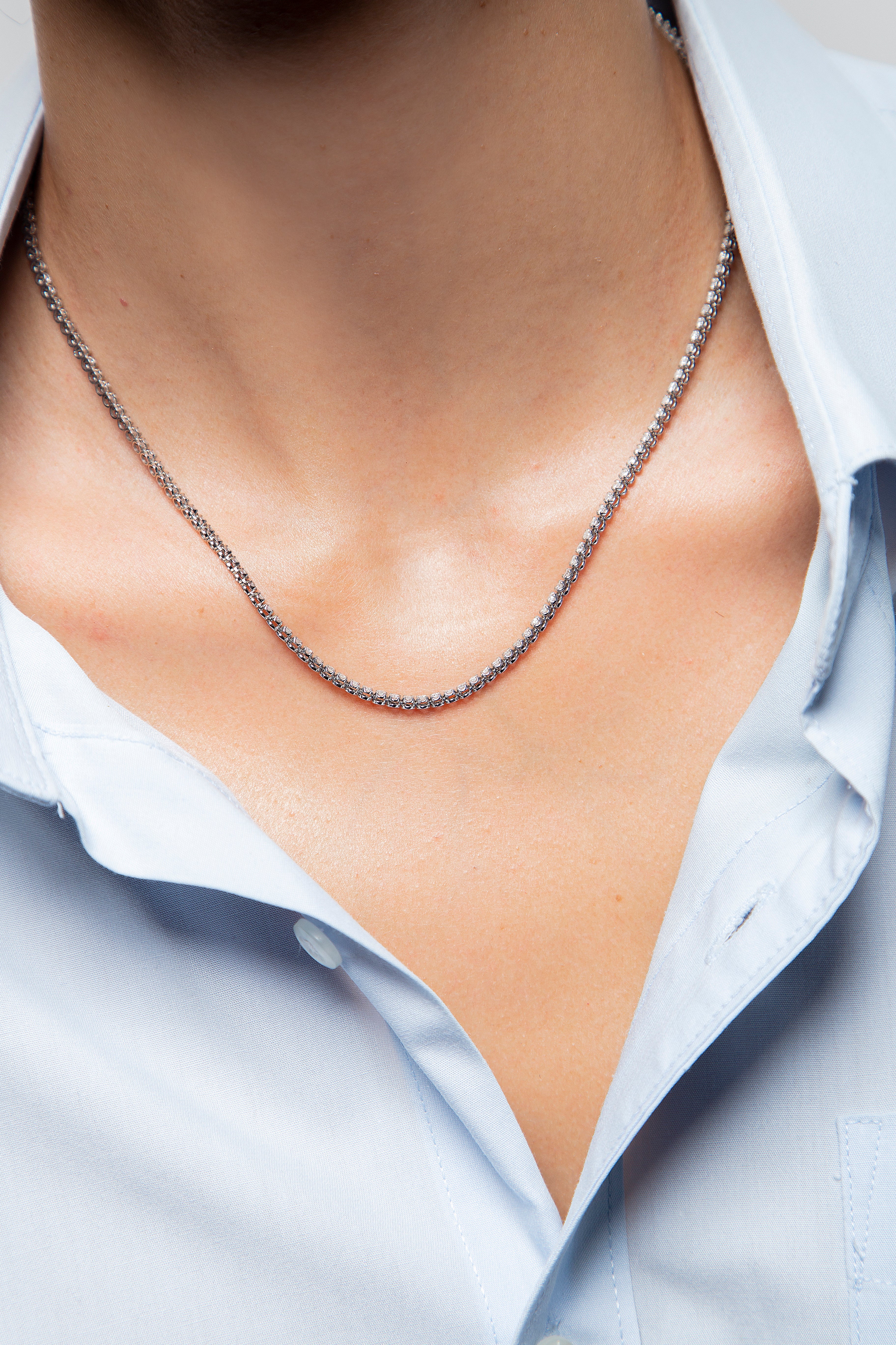 Collar Tennis Buttercup Diamante Oro Blanco 14K 3.25 ct.
