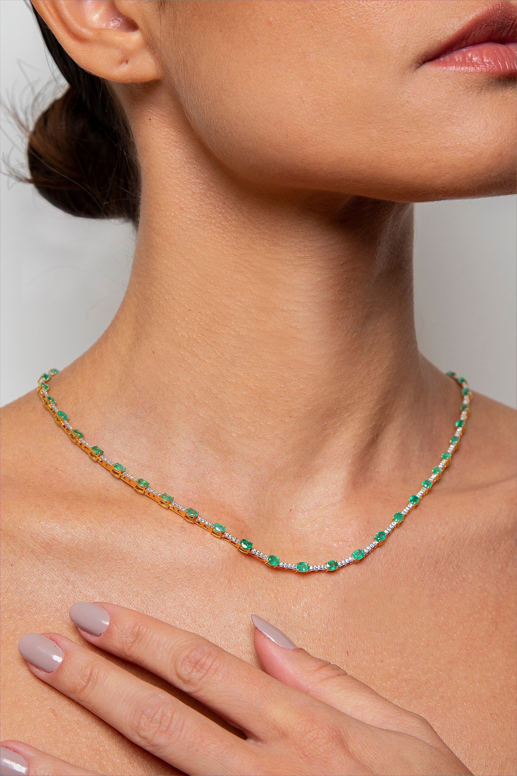 Collar Diamante Esmeralda Oro Amarillo 14K 8.44 ct.